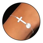 Esmoly Bracelet Croix Femme Argent/18K Plaqué Or Lettre A-Z Cadeau Femme Fille 6+2 Inches (Argent C)