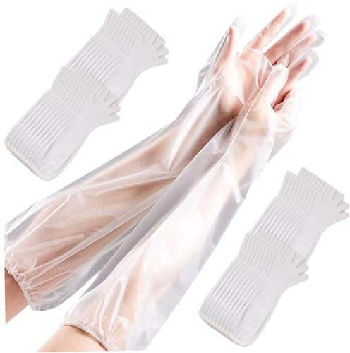 Guantes de 20 jugadores de largo para limpiar 22x2 pulgadas engrosar guantes largos desechables cocina impermeable que no es deslizamiento para lavar platos deberes de jardinería para el hogar jard