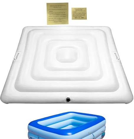 165cm PVC Couverture De Spa Gonflable, Couverture Thermique pour Bain À Remou Gonflable Pliable avec Poignées, Coupe-Vent, Imperméable, Recouverte De Neige Et Isolée