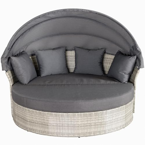 Riess Ambiente Outdoor Sonneninsel Playa Living 165cm dunkelgrau Polyrattan Aluminium inklusive Kissen wetterfest