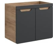 Mobile sottolavabo ERBANO - 2 ante - 70 cm - rovere chiaro e grigio antracite - Design sospeso