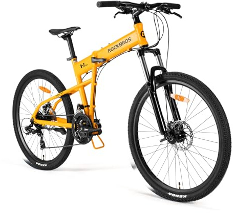 ROCKBROS SGD VTT Pliable 26 Pouces, Vélo Tout Terrin avec Cadre Aluminium Léger et Fourche Suspendue, Transmission Tourney 24 Vitesses, Freins à Disque Mécaniques pour Homme Femme, Vert/Juane