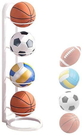 tulahkomen Basketballständer, Eisen-Volleyball-Organizer, mehrschichtiger Ball-Organizer, multifunktionales Ball-Aufbewahrungsregal für Schlafzimmer, Wohnzimmer, Garage