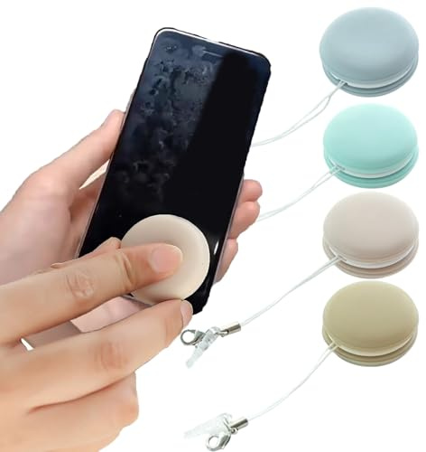 Macaron Phone Screen Cleaner, Screen and Eyeglass Brush Cleaner, Reusable Macaron Cleaning Wipe, Computer Screen Cleaner Wipes, Creative Phone Screen Wipe Pendant (Mix*4)