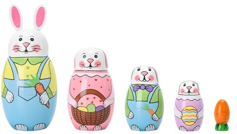 Generisch Russische Matroshka Tiere, 5 Stück Holz Schreibtisch Deko, Cartoon Steckpuppe, für Kinder Jugendliche Erwachsene Geburtstag Party Geschenk Büro Spielzimmer Wohnzimmer Schlafzimmer
