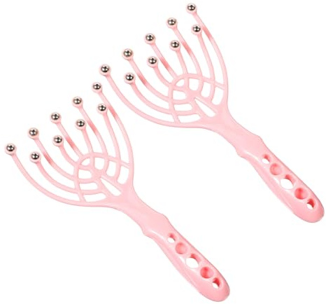 Masajeador de Cabeza y Cuero Cabelludo Rosa de 9 Brazos, 2 Piezas | Pp Bolas de Acero, Diseño de Garra, Ligero, para Hombros y Brazos, Viaje y Cumpleaños