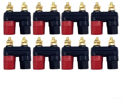 Coppia di terminali a banana, 8 pezzi, morsetti elettrici per altoparlanti audio, connettori in rame placcato oro con alloggiamento in ABS, codificati a colori rosso/nero per cavo a banana doppio da 4