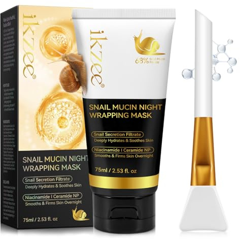 P-Beauty Ansiktsmask nattmask ansikte med Snail Mucin & Kollagen – Night Wrapping Mask, fukt och regenerering över natten, mjukare hud, anti-aging vård, Skincare mask (1 x 75 ml)