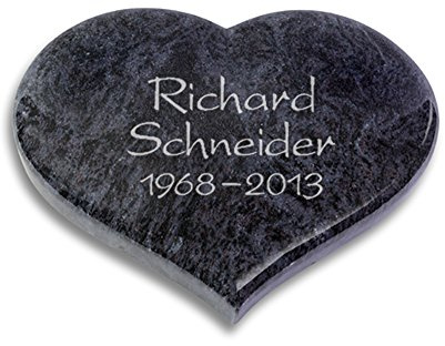 Grabplatte, Grabstein, Grabherz, Urnengrabstein Modell Coeur 40 x 30 x 7 cm Orion-Granit, poliert inkl. Gravur (Ohne Ornament)