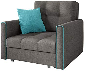 Mirjan24 Sofa Viva Bis I mit Schlaffunktion, Schlafsofa, einsitzer Polstersofa mit Bettkasten, Bettsofa inkl. Kissen, Farbauswahl, Wohnlandschaft (Alova 36 + Alova 29)