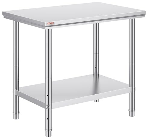 Vevor Stainless Steel 900x600x800 mm Commercial Kitchen Prep & Heavy Duty Metal Work Table with Adjustable Feet for Restaurant, Home and Hotel : Industrial & Scientific