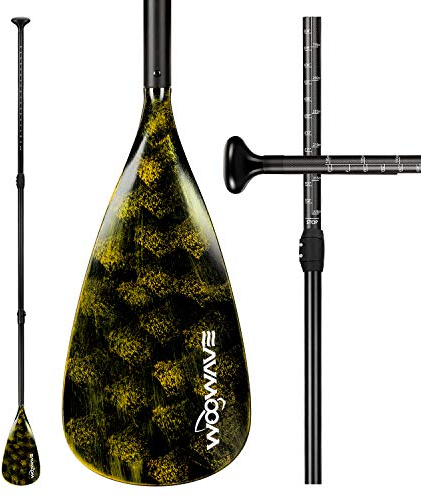 WOOWAVE SUP Paddle Adjustable 3 Piece Fiberglass Stand-Up Paddles Floating Portable Paddle Board Accessories