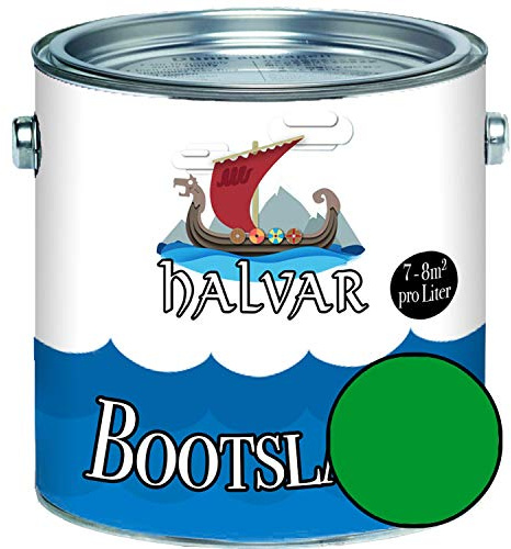 Halvar Bootslack Grün RAL 6000-6037 Yachtlack SEIDENMATT Bootsfarbe PU-verstärkt für Holz & Metall verstärkt extrem belastbar hochelastisch Schiffslackierung (1 L, RAL 6037 Reingrün)
