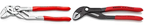 KNIPEX Pinza chiave pinza e chiave in un unico utensile (180 mm) 86 03 180 & Cobra Pinza regolabile di nuova generazione per tubi e dadi (180 mm) 87 01 180