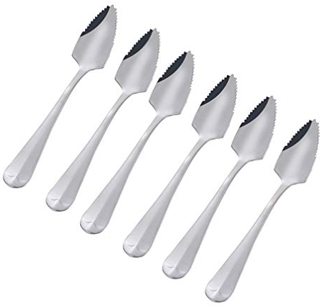 Hemoton Lot de 6 cuillères à pamplemousse en acier inoxydable semi-dentelées - Vintage - Cadeau pour la cuisine