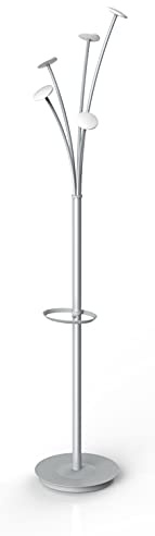 ALBA - Porte manteau - Design Gris et Blanc - Base Ø 35 cm - H 187 cm - Tube : Ø 38 mm - ABS - 5 grandes patères