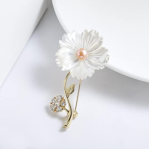 HCMA Broche Zircon Fleur en Or pour Femmes - Vêtements Écharpe Boucle Accessoires Mode Bijoux Perle - Cadeaux