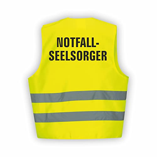 Fassbender-Druck WARNWESTEN - Sicherheitsweste GELB Warnweste nach EN ISO 20471 zertifiziert - Warn Weste NOTFALLSEELSORGER - Unisex mit hochwertigem Reflektorstreifen (GELB I XL/XXL I 1St.)