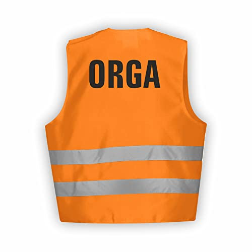 Fassbender-Druck WARNWESTEN - Sicherheitsweste ORANGE Warnweste nach EN ISO 20471 zertifiziert - Warn Weste ORGA - Unisex mit hochwertigem Reflektorstreifen (ORANGE I M/L I 10er Set)