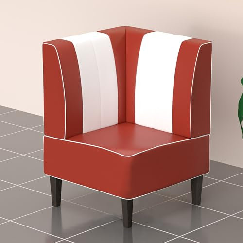 GGMMÖBEL American 1 | Diner Eckbank | B:H 64 x 103 cm | Gestreift | Rot | Leder | American Diner Möbel, American Dinerbank