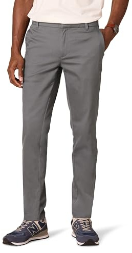Amazon Essentials Herr Slim-Fit Skrynkelbeständig platt framsida, stretch Chino-byxa, kol, 30 B x 30 L