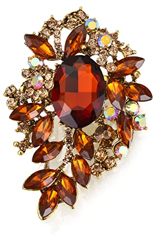 EVER FAITH Oval Brosche mit Strass-Kristall glänzende Vintage-inspirierte Blumen-Marquise-Brosche für Damen Abschlussball klar Silber-Ton
