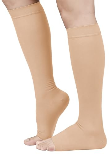 Kompressionsstrümpfe, offene Zehen, TOFLY feste Unterstützung 20-30mmHg Blickdichte Schwangerschaft Kompressions-Socken, Knöchel & Gesäß Unterstützung, Schwellung, Krampfadern, Ödeme, Besenreiser.
