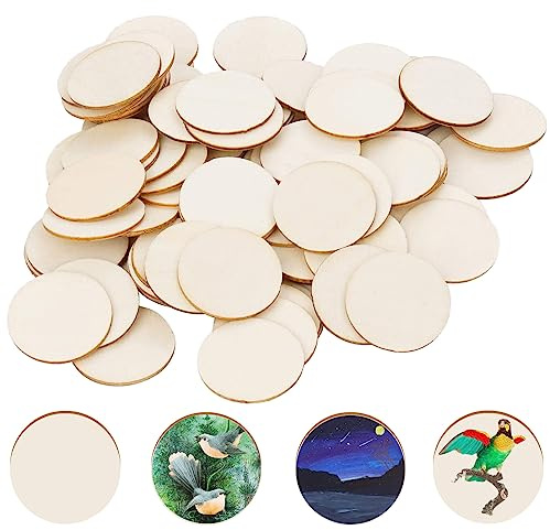 50er-Set Runde Holzscheiben Ø5cm für DIY - Mehrere Bastelprojekte | Viele kreative Möglichkeiten - ohne Scharfe Kanten - Perfekt für Filigrane Arbeiten und Modellbau & Brettspiel Zubehör