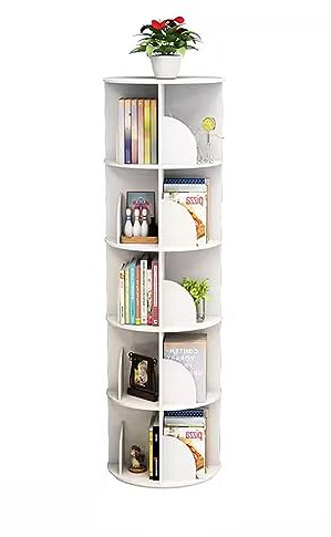 HASMI Drehbares Bücherregal, Um 360 Grad Drehbares Bücherregal, Bodenstehendes Bücherregal, Aufbewahrungsregal für Kinder und Erwachsene, Massivholz-bücherregal-Organizer