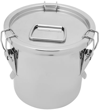 BESTonZON Stainless Steel Milk Bucket 6l Airtight Food Storage Container Handle Multifunctional Kitchen Supply for Milk, Grease, and Flour Transport