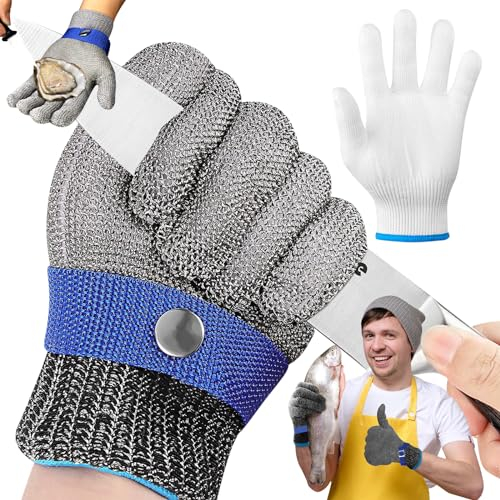 Srup Kettenhandschuh, Schnittfeste Handschuhe, Küchenhandschuhe zum Schneiden von Fleisch, Schnittfeste Handschuhe Küche Level 9, Schnittschutzhandschuh aus Edelstahl-Draht, Handschuhe Schnittfest