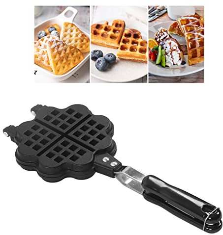 Topyond Double Sided Waffle Iron Flower Heart Shape Design Non Stick Waffle Maker Durable Waffle Pan for Home Kichen Use Baking Accessory