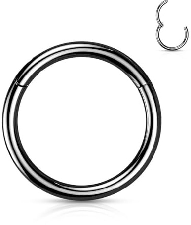 Stachelkleid Nasenpiercing Ring Clicker aus Titan – Septum Piercing Helix Conch Tragus Nostril – Nasenring Segmentring Scharnier – Viele Größen – Gold, Silber und weitere Farben