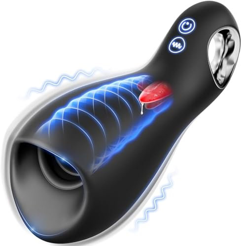 Vooloka Masturbator Male Sex Toys for Men, 360°Wrapped 5x10-Mode Tongue Licking Vibrating for Enhanced Training Male Masterubaters Mens Mastusbator Adult Toys Penis Vibrator for Man Sex Doll, +APP