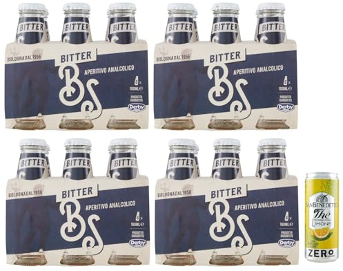 24er-Pack Bitter Salfa Weiß Bitter,Italienischer Aperitif,Alkoholfreie Getränke,10cl Einweg-Glasflasche + 1er-Pack Kostenlos San Benedetto Eistee mit Zitrone Ohne Zucker 330ml Dose