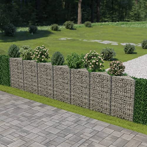 Baziroo Gabbione parete in acciaio zincato, 450 x 30 x 100 cm, colore argento, per gabbioni