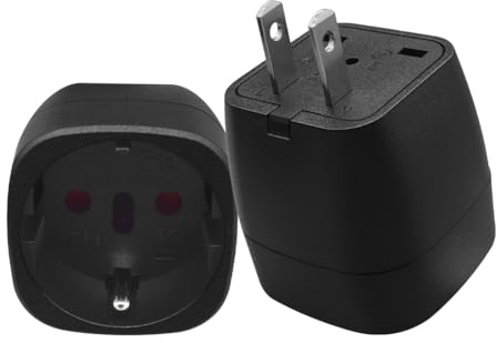 JORINDO NEMA 1-15P to EU Socket， European to US Plug Adapter,European to American Outlet Plug Adapter, Fireproof Safe Europe/Asia to USA/Canada Travel Power Plug (NEMA 1-15p Male to EU Socket)