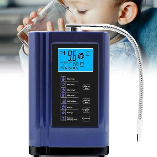 Dispensador Potable Directo Electrólisis,Filtro Agua Electrolizador,Multifuncional Purificador Agua,Ph 3.5-10.5, 7 Configuraciones Agua,Traer Limpieza Automática,Blue