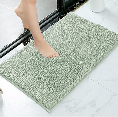 GREATOYAR Alfombra de Baño Antideslizante Absorbente, Chenilla, Lavable, Baño Cocina Puertas de Entrada Pasillo para Dormitorio Salón, 40x60cm, Verde