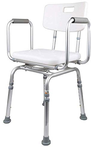 HPTHLY Silla de Ducha giratoria de 360 Grados, Taburete de Ducha Ajustable, Silla para bañera y Banco de Asiento para bañera con Respaldo y apoyabr,