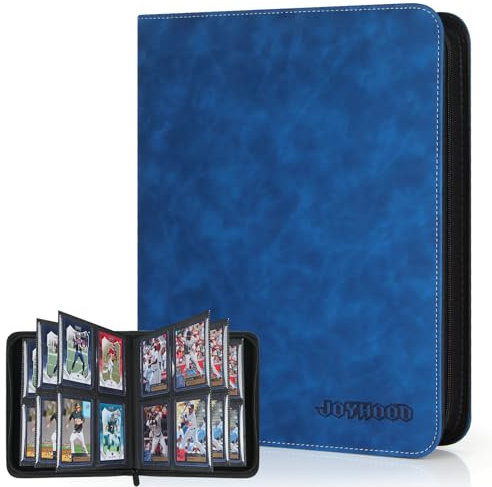 JoyHood Álbum para Tarjetas Top Loader, Carpeta de Tarjetas Coleccionables para 112 Top Loaders, Álbum para Tarjetas de 4 Bolsillos, Azul Zafiro (Sólo para Top Loader)
