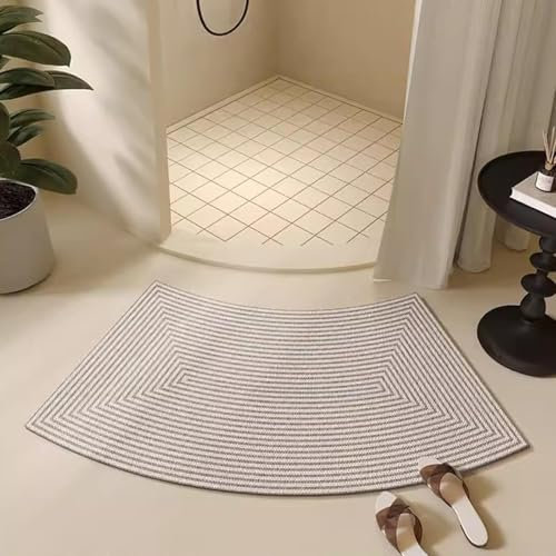 Arc-shaped Shower Mat - Schnell trocknende, gebogene Duschmatten, gebogene Badematten for die Dusche, stark saugfähige, gebogene Badematte for runde und Eckduschen, rutschfeste Unterseite aus Gummi, l