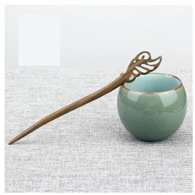 Épingle à Cheveux Baguettes chinoises anciennes en bois sculpté, bâton à cheveux, épingle à cheveux rétro chinoise Bâtons à Cheveux(04)