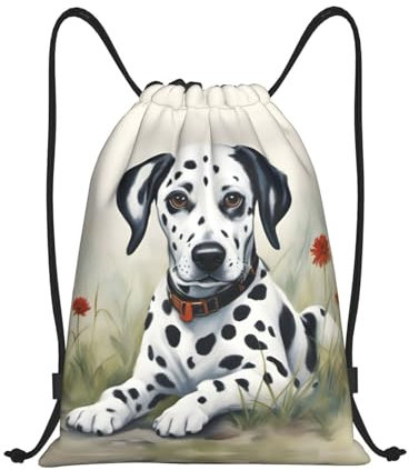 Rucksack Mit Kordelzug Dalmatiner Druck Personalisierter Turnbeutel Damen Gymnastikbeutel Herren Unisex Turnbeutel, Für Yoga, Schule, 36x42cm