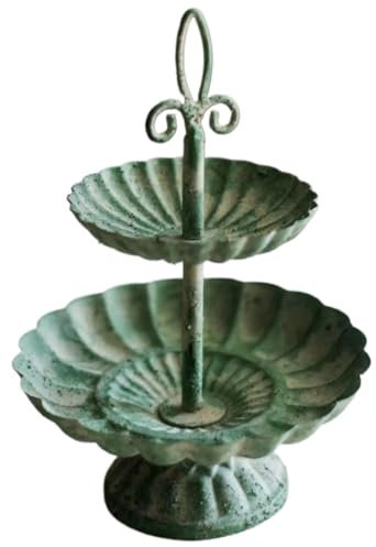Frutero, frutero de diseño elegante, cesta de frutas, bandeja de metal vintage de 2 niveles, plato de exhibición de joyería, plato de postre antiguo, plato de aperitivos, escritorio for el hogar, cosm