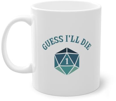 Guess I'll Die Bordstablett kaffekopp | PnP RPG rollspel Pen And Paper kopp vit (01896C)