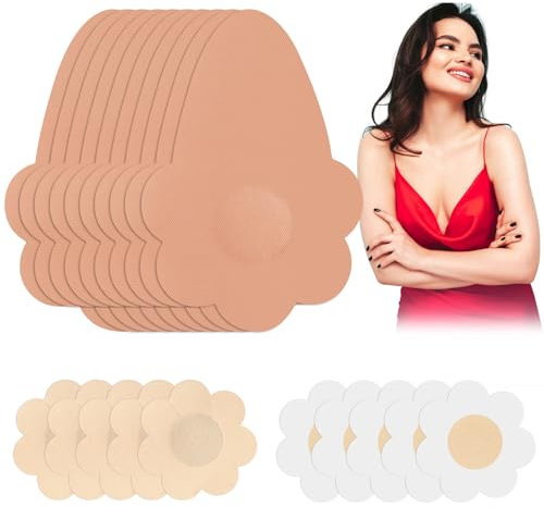 Leikedun 5 Pairs Boob Tape for Breast Lift Tape, Invisible Sticky Bra Push Up Body Tape with 5 Pairs Nipple Protector Covers (E-F)