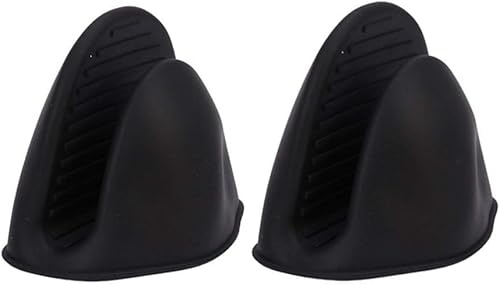 Youning 2 Stück Silikon Topfhandschuh Thermo-Handschutz Silikon Ofen Topflappen Backhandschuh Mini Handschuhe Kochen Pinch Griff Hitzeresistent für Küche Kochen Backen Schüsseln Ofen (Schwarz-2pcs)