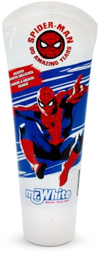 Marvel Spiderman Kids Toothpaste – Fluoride & Calcium for Strong Teeth, Enamel Protection & Cavity Prevention, Fresh Mint Flavour, Vitamin E for Healthy Gums, Sugar-Free, Safe for Ages 3+, 75ml