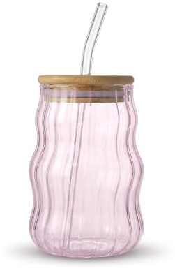iN Iced Coffee Glass with Lid, Straw – Iced Coffee Gift Set - Aesthetic Cold Brew Cup for Coffee Lovers - Mother's Day Gift - Valentine's Day Gift - Gifts for Women - 250ml